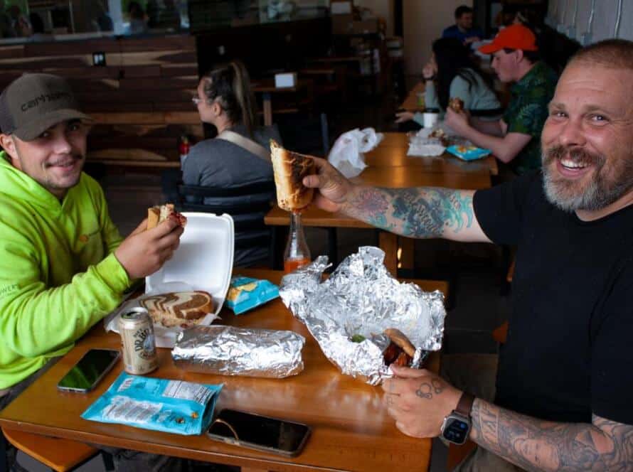 Customer enjoy lunch near Charles Town WV at Bagel Chicks Bakery