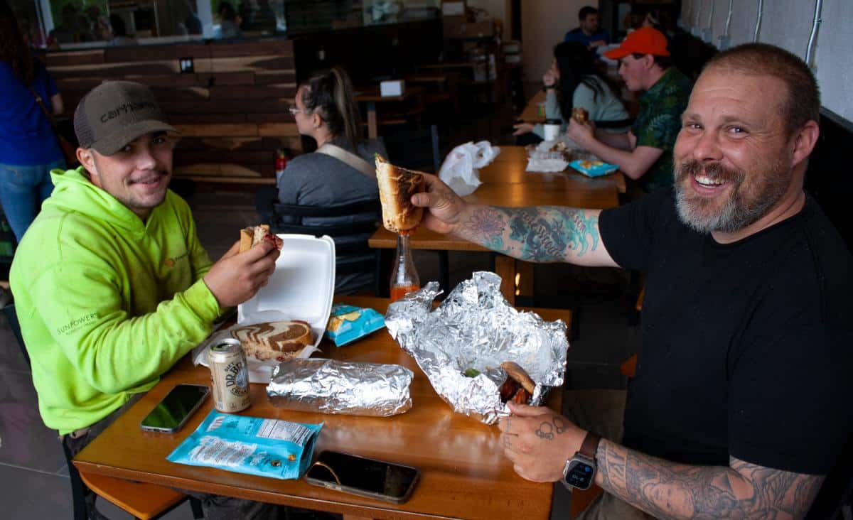 Customer enjoy lunch near Charles Town WV at Bagel Chicks Bakery