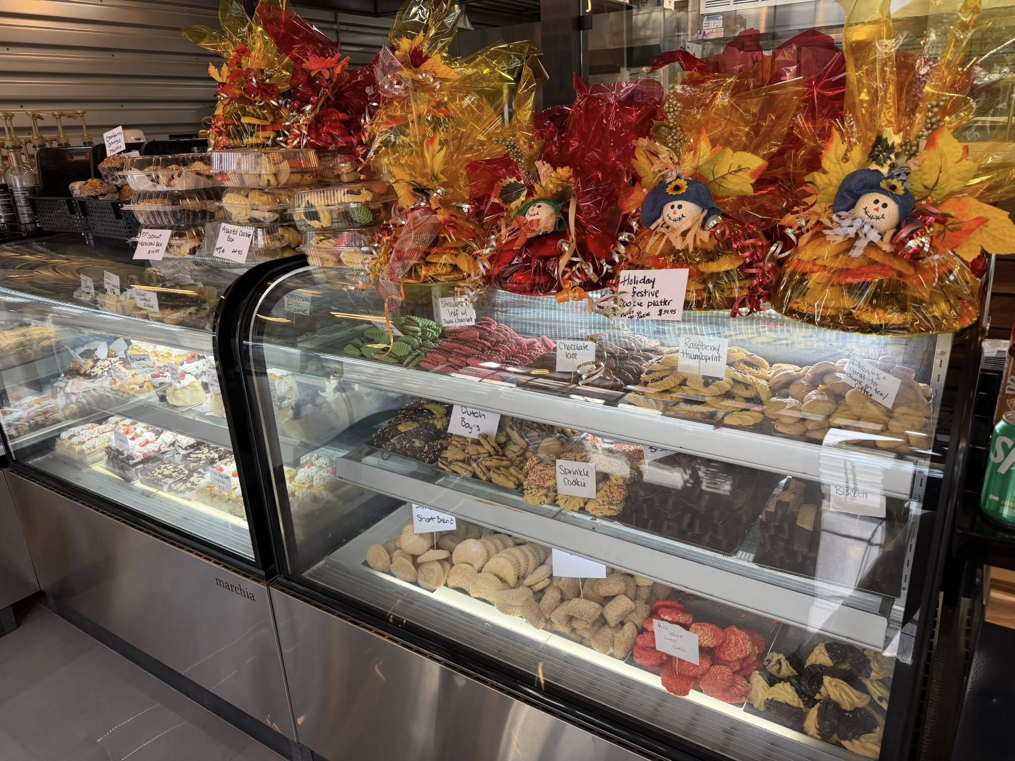 Weekend rituals brunching at Bagel Chicks with a pastry case full of cookies and desserts