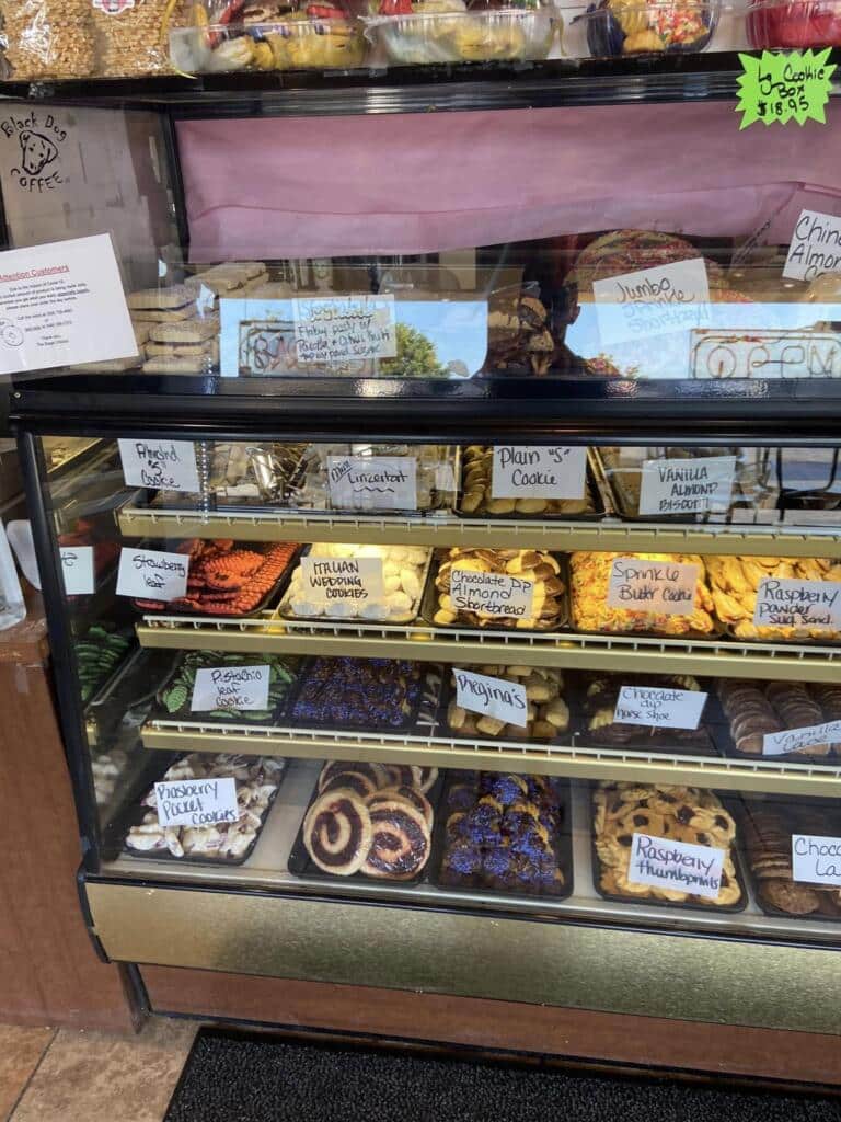 Bakery display with cookies, biscotti, and pastries reflecting breakfast culture in the Mid-Atlantic alongside the rise of bagels.