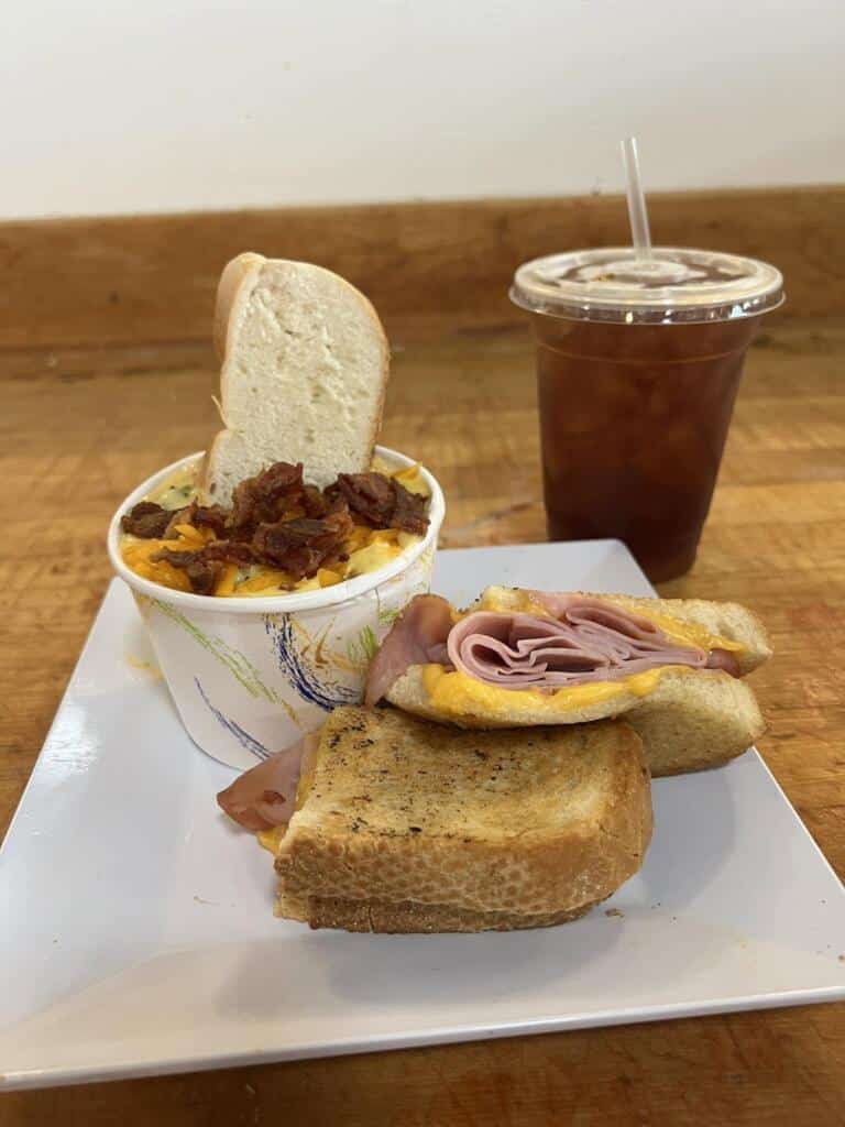 Ham sandwich and egg bowl for a quick back-to-school breakfast.
